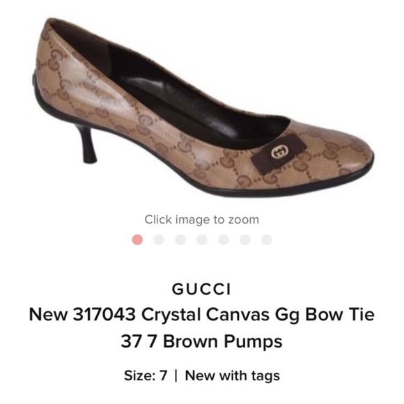 NIB Authentic Gucci Crystal GG Bow Front Mid Heel - Picture 4 of 8